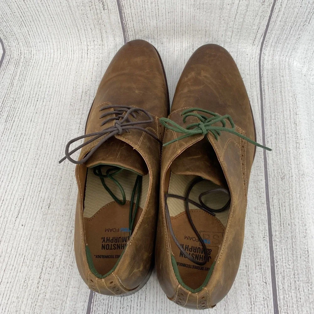 Johnston & Murphy Bostonian Oxford Shoes Mens 13 Brown Distressed Leather Brogue